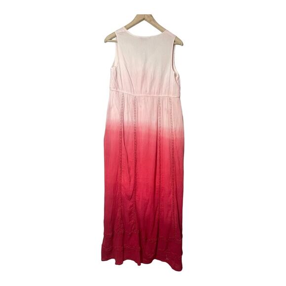 Tommy Bahama Ombre Dip Dye Maxi Dress Cotton Womens Small Pockets Pink Beachy - Picture 3 of 7